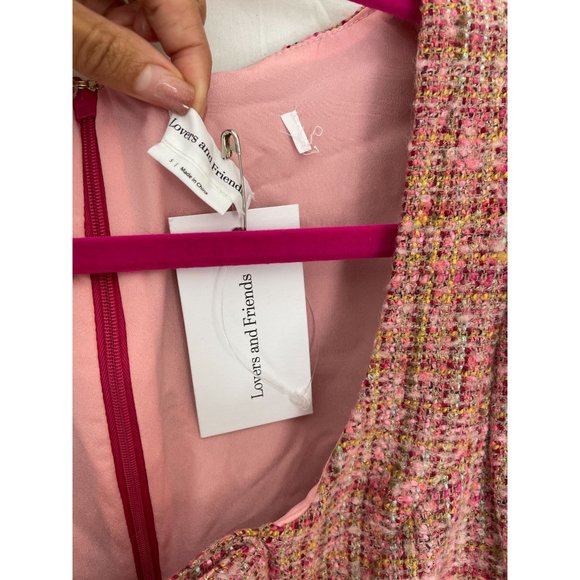 NWT Lovers + Friends Amira Mini Dress Pink S Tweed - Picture 9 of 11